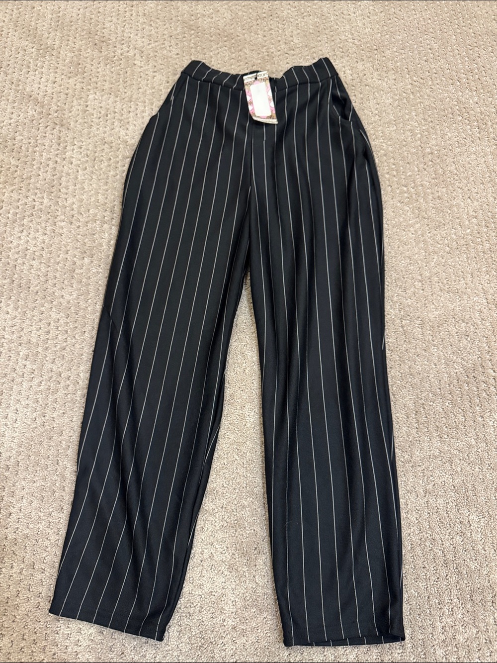 Boohoo Pinstripe Pants - Black 2